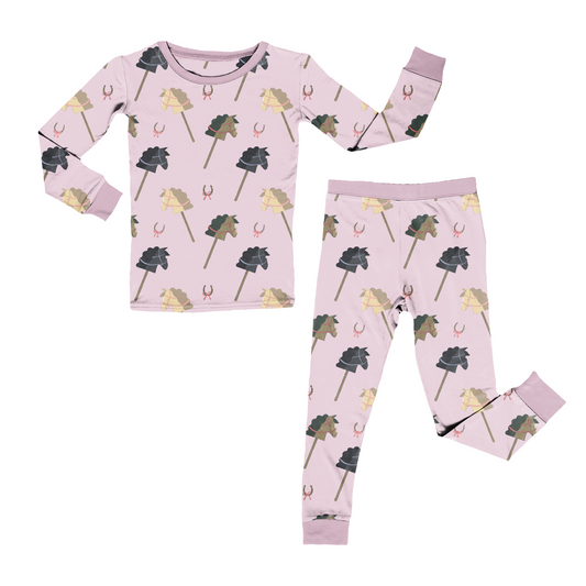Horsin' Around in Prairie Pink Long Sleeve Pajama Set