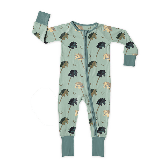Horsin' Around in Sagebrush Convertible Zip Pajama