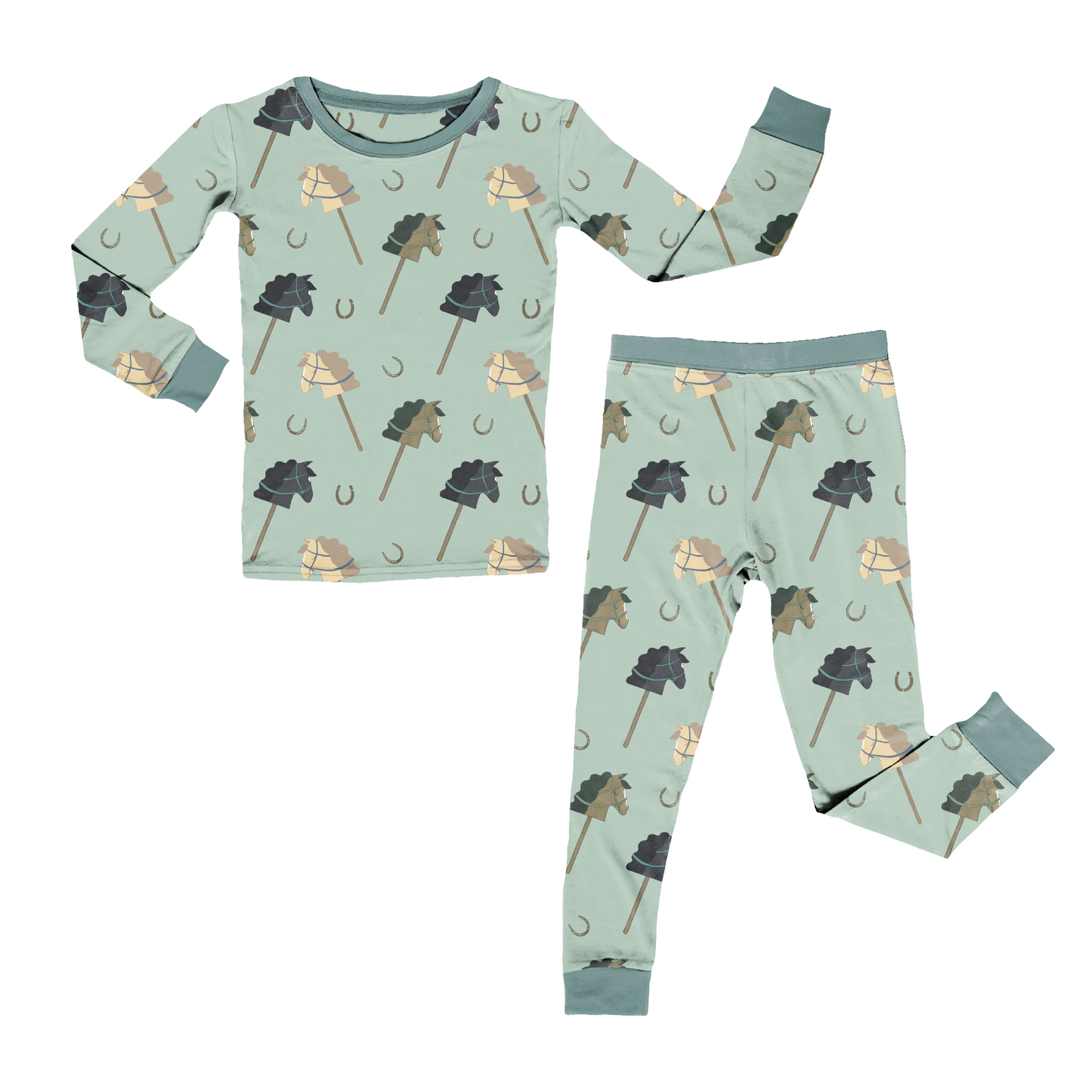 Horsin' Around in Sagebrush Long Sleeve Pajama Set