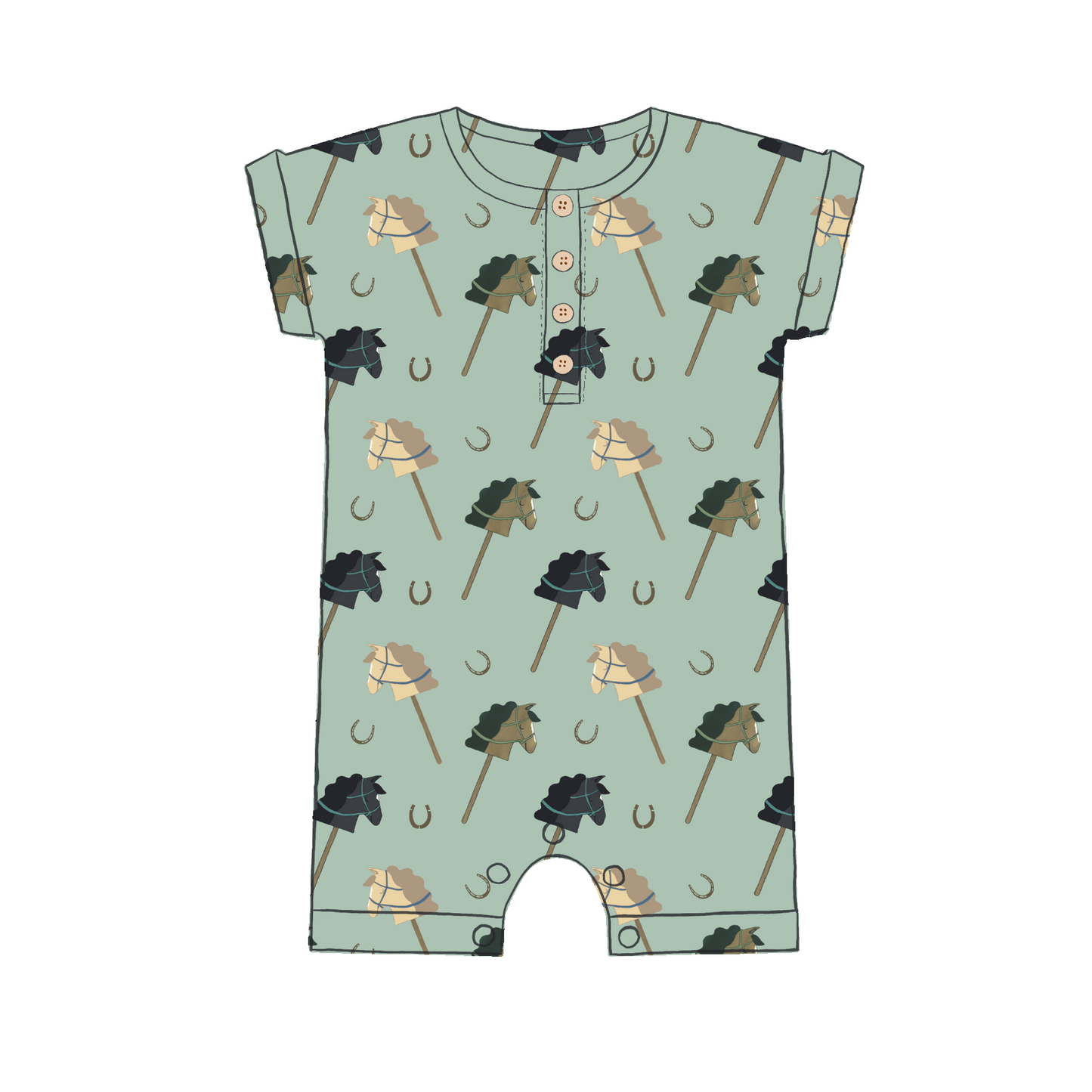 Horsin' Around in Sagebrush Henley Romper